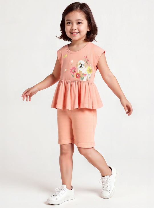 Girls Printed Shorts Set