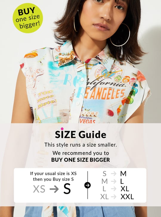 URB_N Women Printed Knotted Hem Shirt