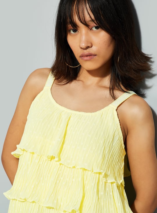 URB_N Women Textured Strappy Tiered Top