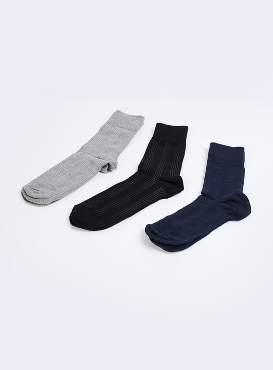 Men Striped Crew-Length Socks - Pack of 3