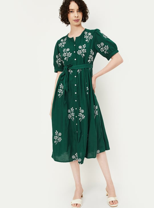 Women Embroidered Empire Yoke Dress