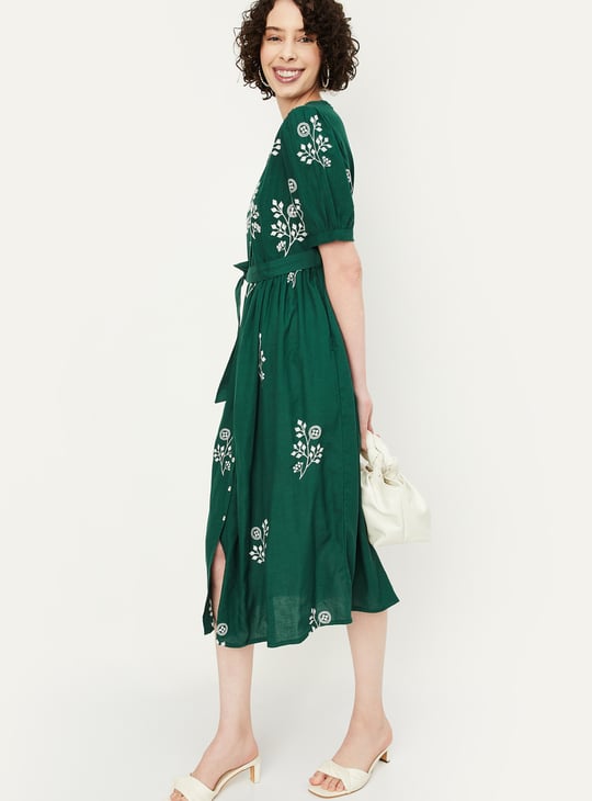 Women Embroidered Empire Yoke Dress