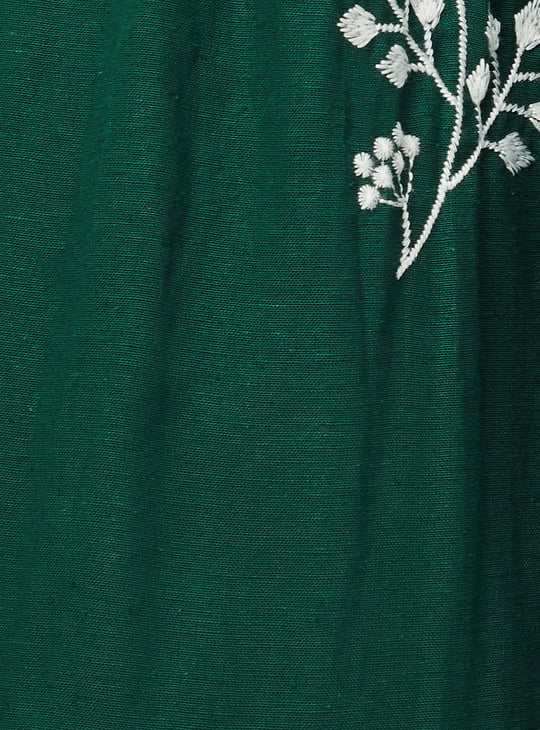 Women Embroidered Empire Yoke Dress