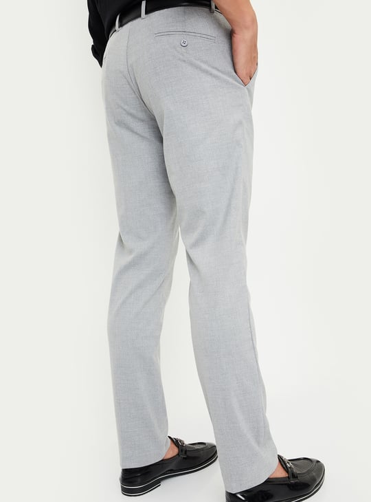 Men Slim Fit Solid Formal Trousers