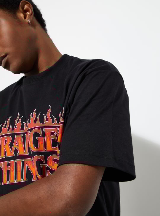 URB_N Men Oversized Stranger Things Printed T-shirt