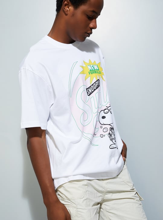 URB_N Men Oversized Snoopy Printed T-shirt