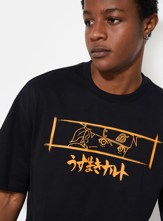 URB_N Men Oversized Naruto Back Print T-shirt