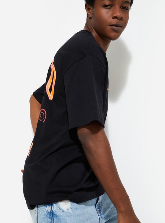 URB_N Men Oversized Naruto Back Print T-shirt