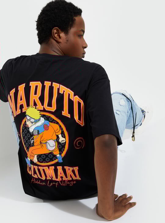 URB_N Men Oversized Naruto Back Print T-shirt