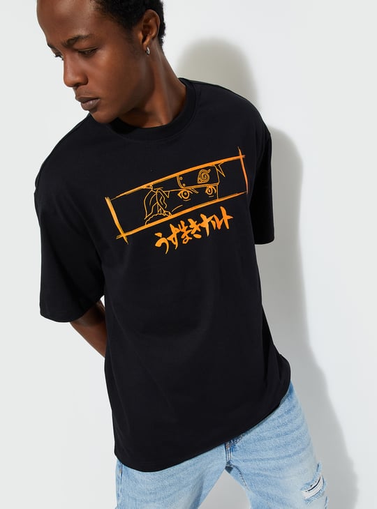 URB_N Men Oversized Naruto Back Print T-shirt