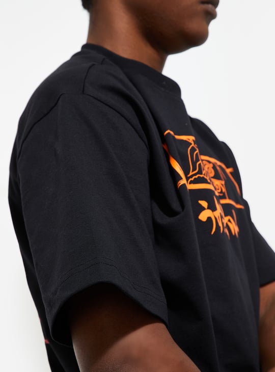 URB_N Men Oversized Naruto Back Print T-shirt