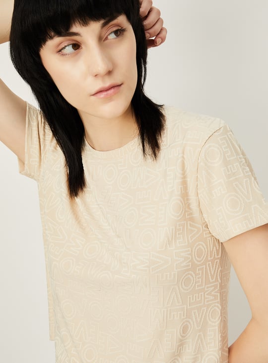 Women Jacquard Cropped Sports T-shirt