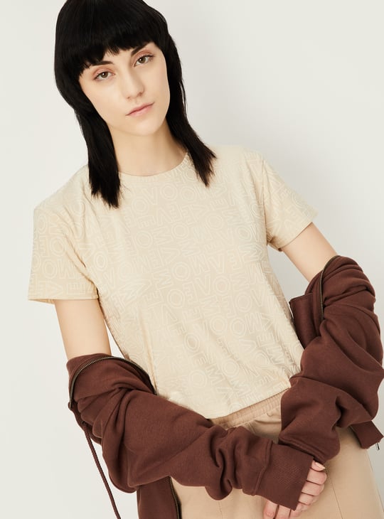 Women Jacquard Cropped Sports T-shirt