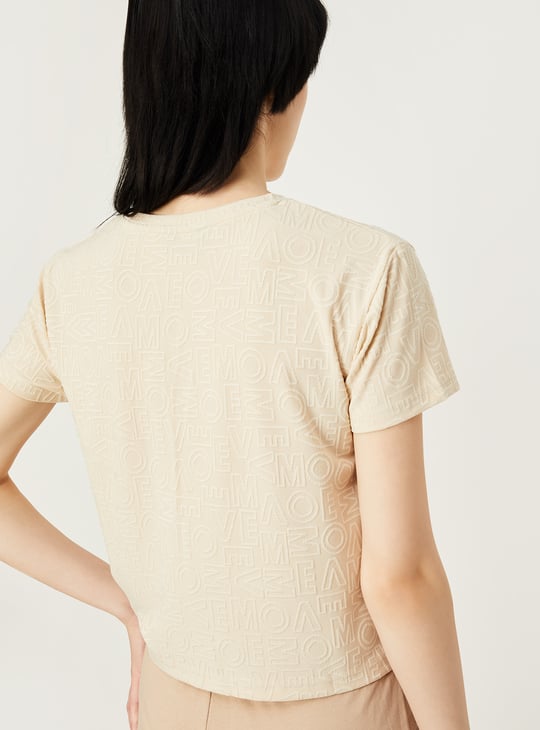 Women Jacquard Cropped Sports T-shirt