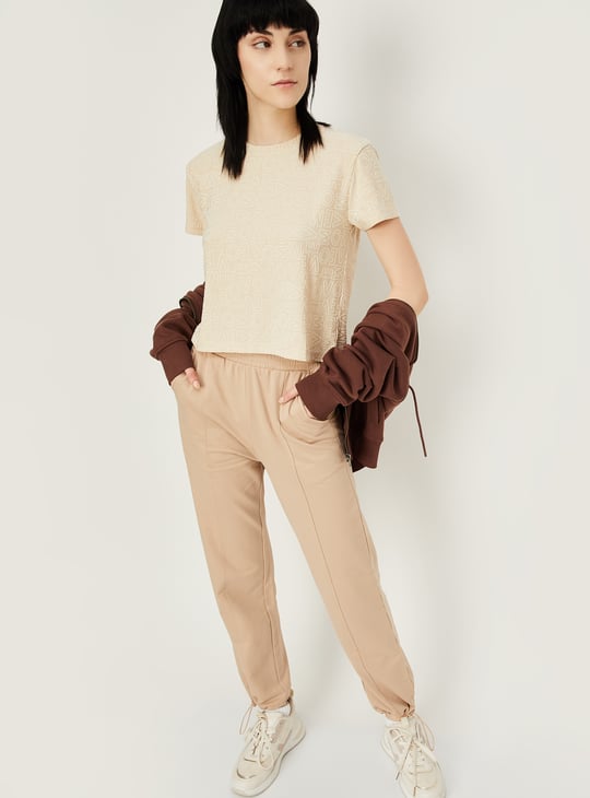 Women Jacquard Cropped Sports T-shirt