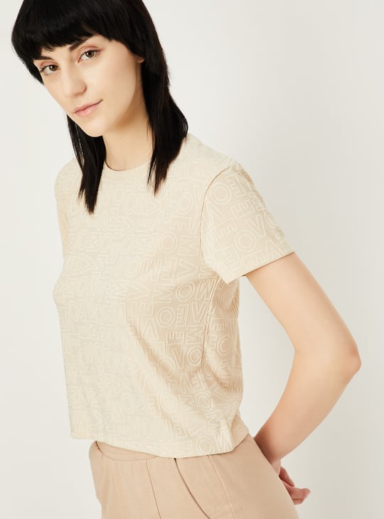 Women Jacquard Cropped Sports T-shirt