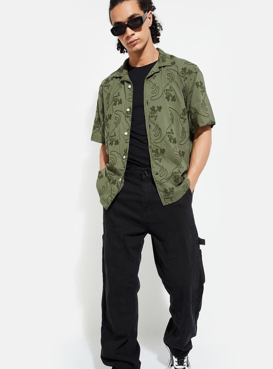 URB_N Men Oversized Embroidered Resort Shirt