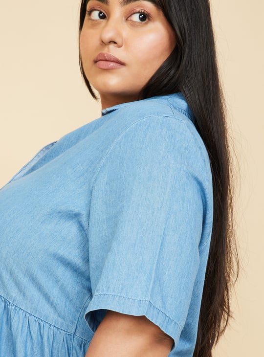 Women Denim Tiered Dress
