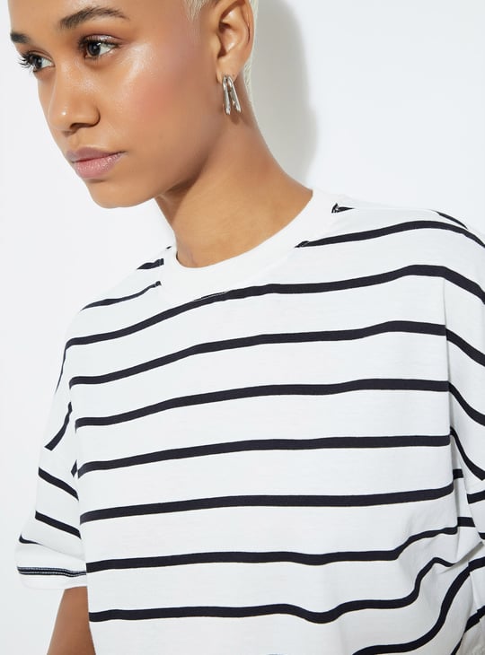 URB_N Women Boxy Fit Striped T-shirt