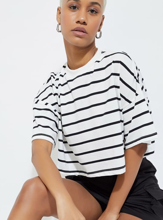 URB_N Women Boxy Fit Striped T-shirt