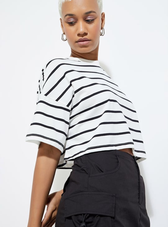 URB_N Women Boxy Fit Striped T-shirt