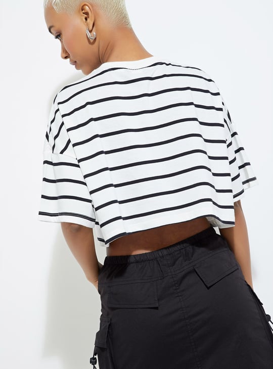 URB_N Women Boxy Fit Striped T-shirt