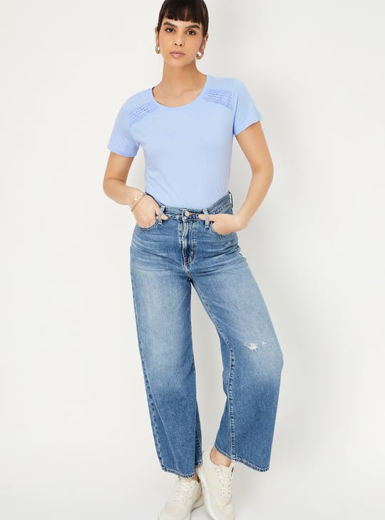 Women Lace Detail T-shirt