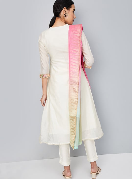 Women Embroidered A-line Kurta Set