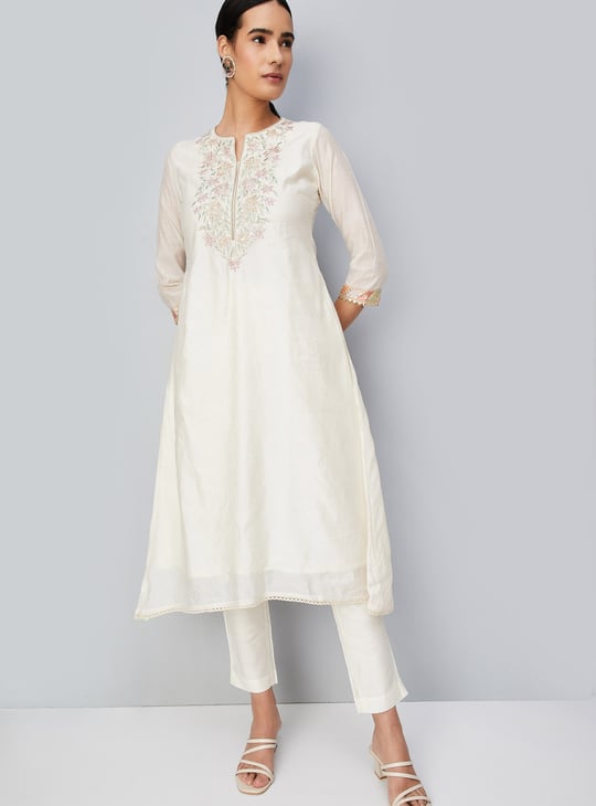 Women Embroidered A-line Kurta Set