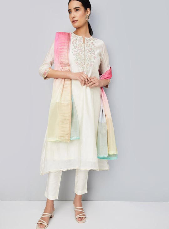 Women Embroidered A-line Kurta Set