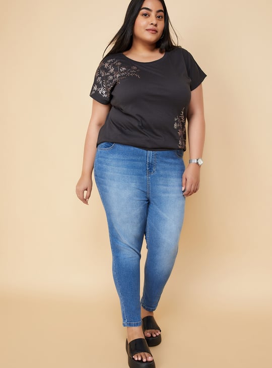 Women Metallic Printed T-shirt