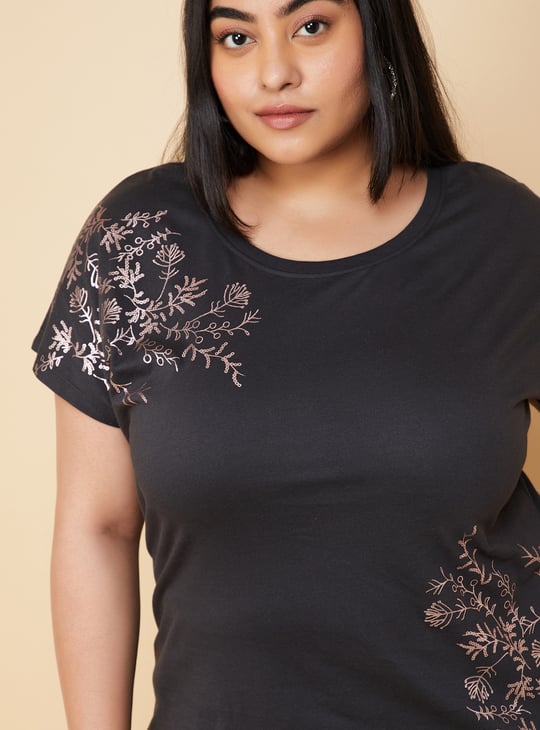 Women Metallic Printed T-shirt