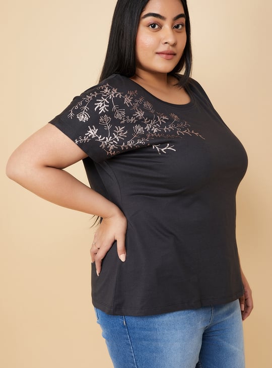 Women Metallic Printed T-shirt