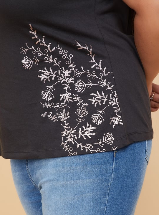 Women Metallic Printed T-shirt