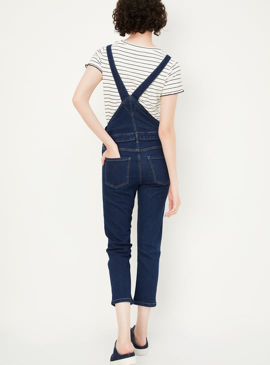 Women Solid Denim Dungarees