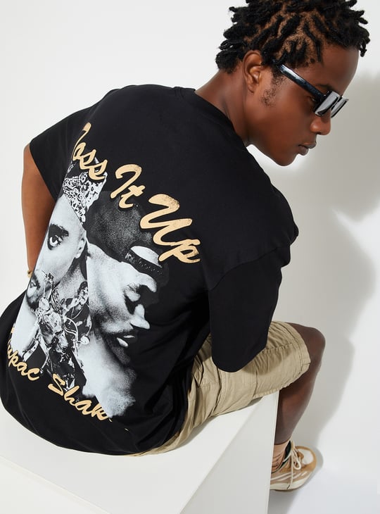 URB_N Men Oversized Tupac Back Printed T-shirt