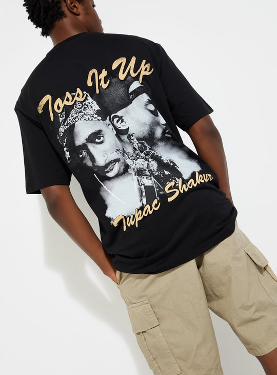 URB_N Men Oversized Tupac Back Printed T-shirt