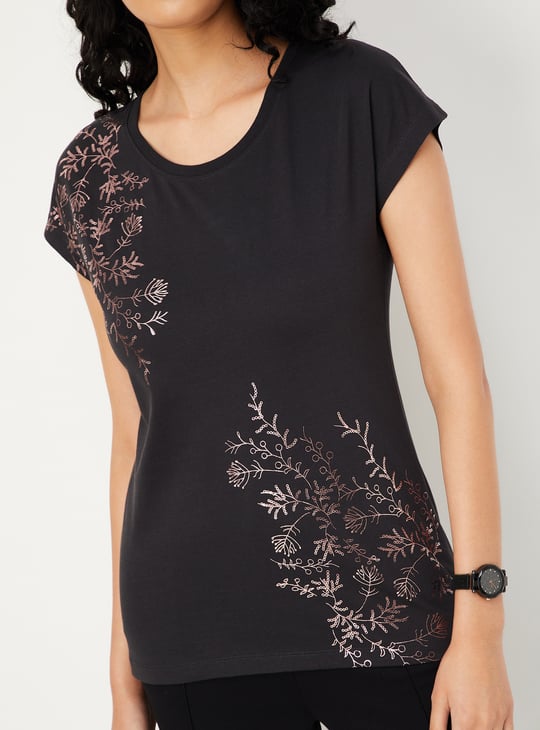 Women Metallic Printed T-shirt