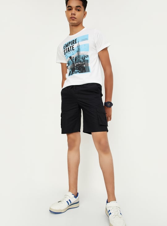Boys Solid Cargo Shorts