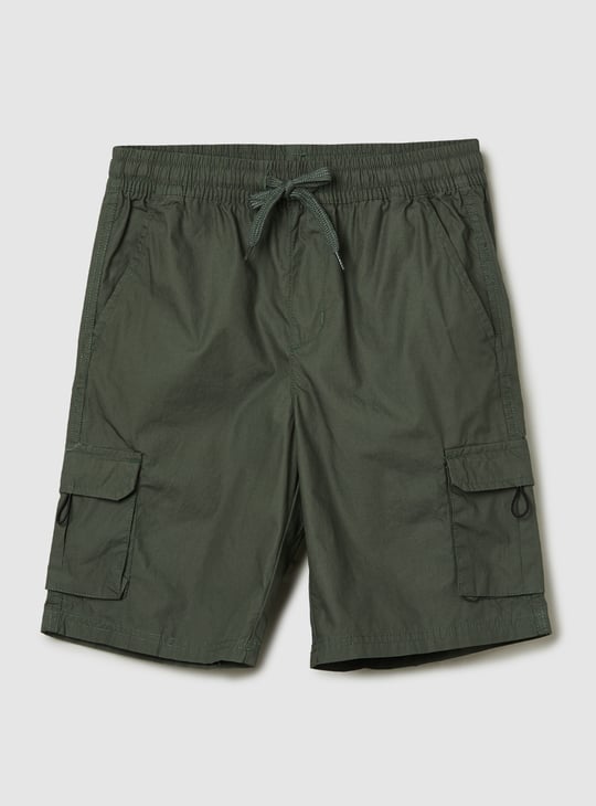 Boys Solid Cargo Shorts