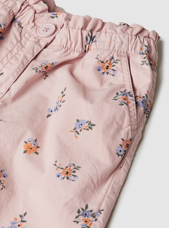 Girls Printed Paperbag Waist Trousers