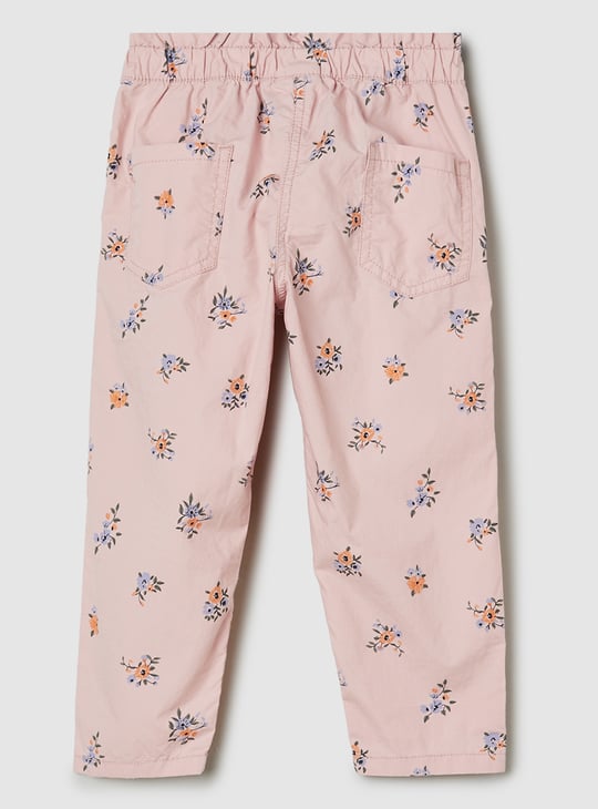 Girls Printed Paperbag Waist Trousers