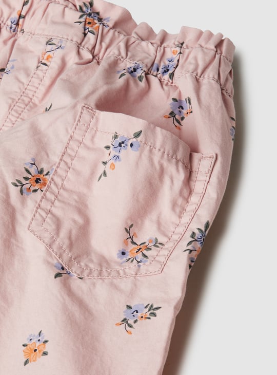 Girls Printed Paperbag Waist Trousers