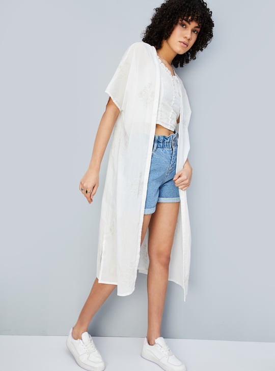 Women Embroidered Front-Open Shrug