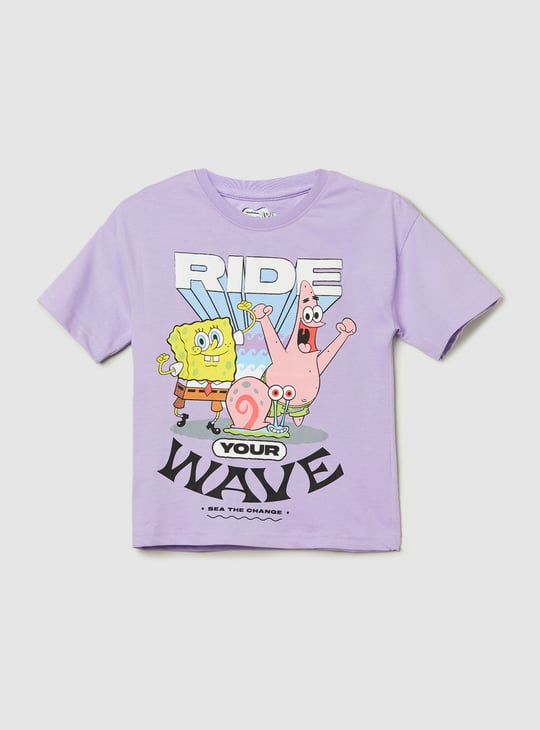 Boys Oversized Spongebob Printed T-shirt