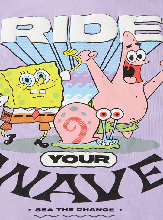 Boys Oversized Spongebob Printed T-shirt