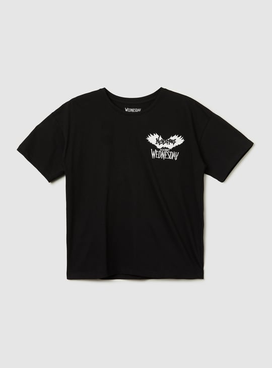 Girls Oversized Wednesday Printed T-shirt