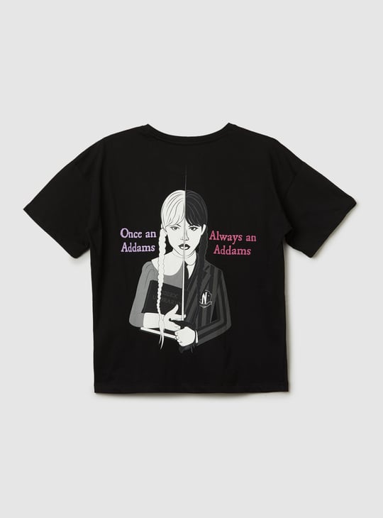 Girls Oversized Wednesday Printed T-shirt
