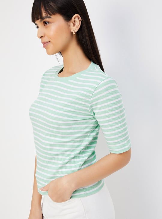 Women Striped Ribbed T-shirt