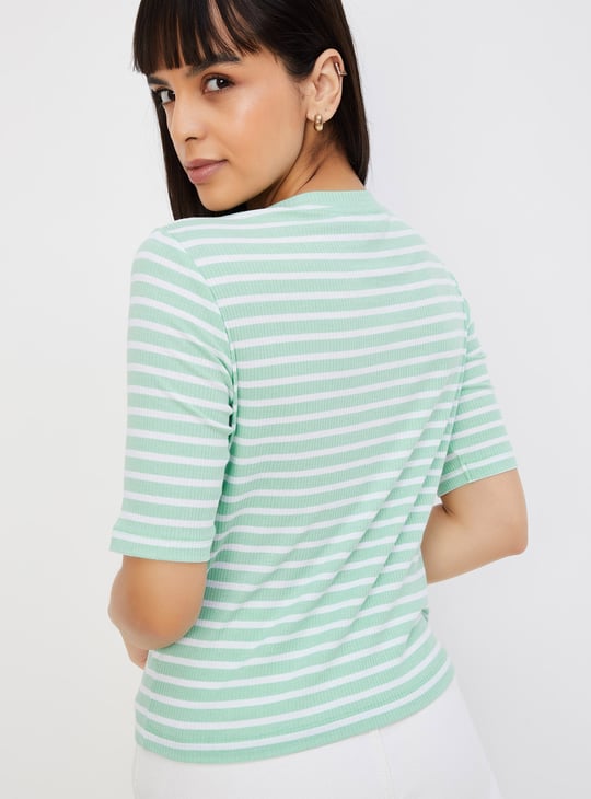 Women Striped Ribbed T-shirt